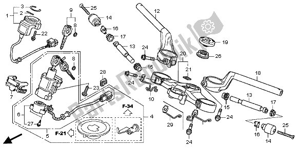 Todas las partes para Manejar Tubo Y Puente Superior de Honda VFR 1200 FD 2013