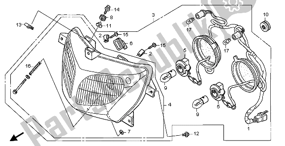 Todas as partes de Farol (eu) do Honda XL 125V 80 KMH 2003