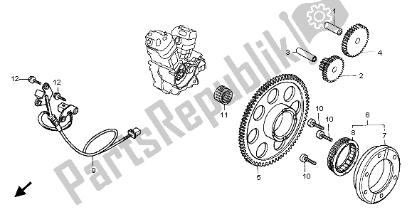 All parts for the Pulse Generator & Starting Clutch of the Honda XL 600V Transalp 1999