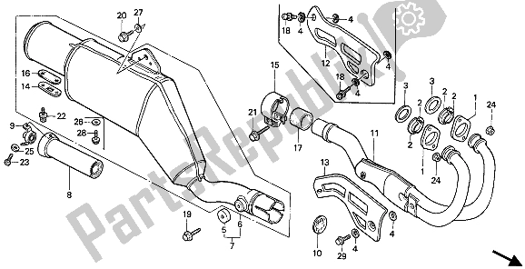 All parts for the Exhaust Muffler of the Honda XR 250R 1985