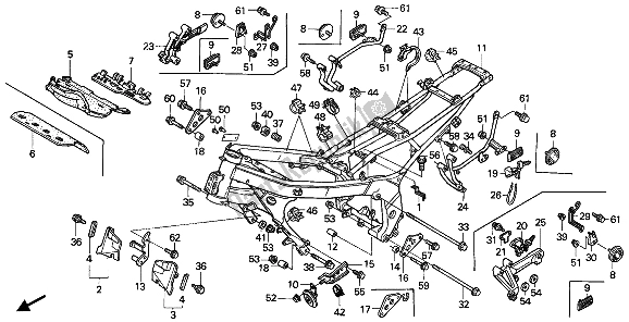 All parts for the Frame Body of the Honda CBR 600F 1992