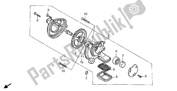All parts for the Oil Pump of the Honda CA 125 1996