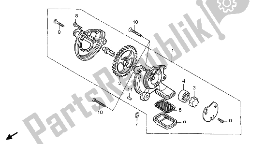 All parts for the Oil Pump of the Honda CA 125 1996