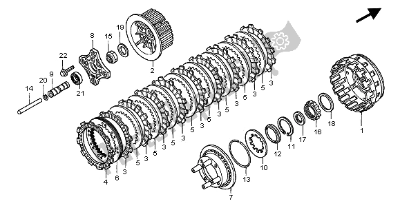 All parts for the Clutch of the Honda GL 1500C 2002