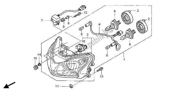 All parts for the Headlight (eu) of the Honda ST 1300 2007