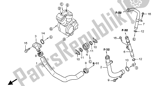 All parts for the Water Pipe of the Honda NT 650V 2002