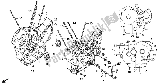 All parts for the Crankcase of the Honda VT 750C 2009