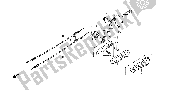 All parts for the Reverse Bar & Reverse Cable of the Honda GL 1500 SE 1992