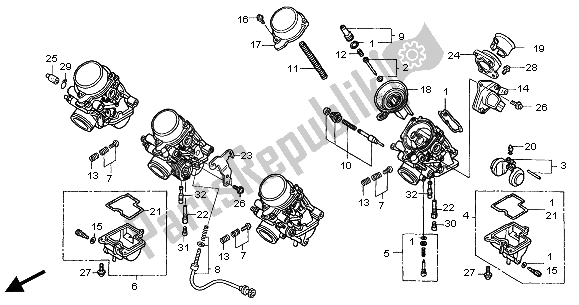 All parts for the Carburetor (component Parts) of the Honda CBF 600S 2005