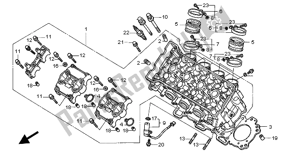 All parts for the Cylinder Head of the Honda CBR 900 RR 2002