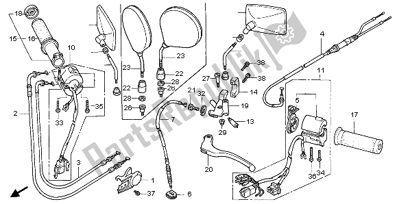 Todas las partes para Interruptor Y Cable de Honda VT 1100C2 1998