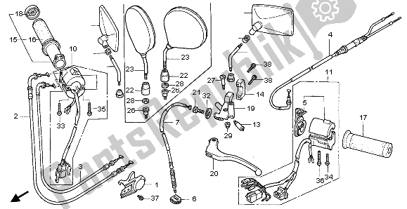 All parts for the Switch & Cable of the Honda VT 1100C2 1998