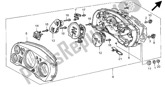 Alle onderdelen voor de Meter (kmh) van de Honda CBR 1100 XX 2000