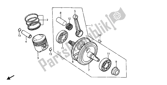 Todas las partes para Cigüeñal Y Pistón de Honda NX 125 1989
