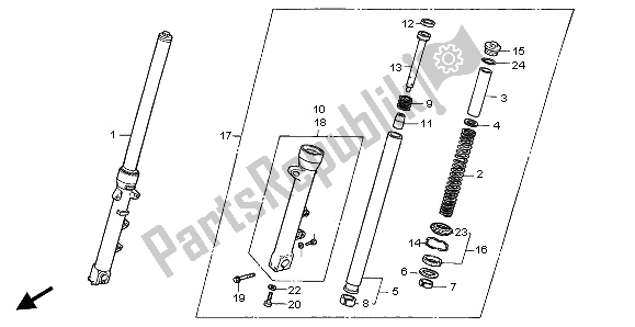 All parts for the Front Fork of the Honda CB 750F2 1996