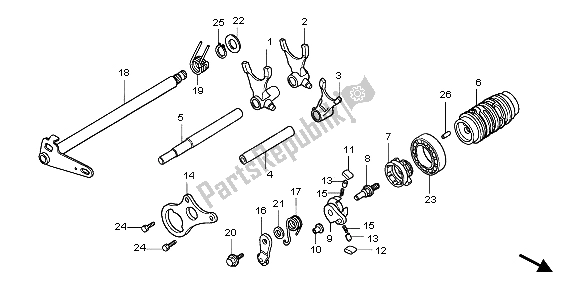 Todas as partes de Tambor De Mudança De Marchas do Honda CR 85R SW 2007