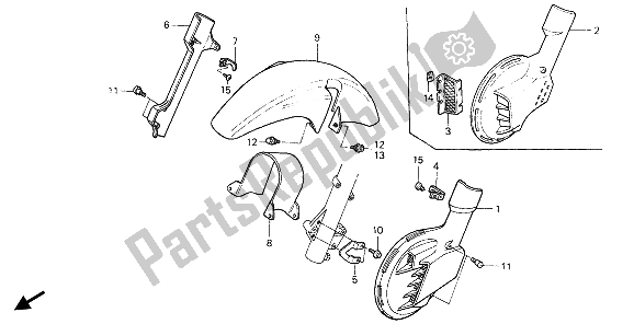 Tutte le parti per il Parafango Anteriore E Coperchio Del Disco Anteriore del Honda NX 650 1991