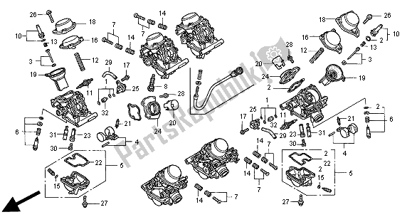 All parts for the Carburetor (component Parts) of the Honda GL 1500C 2000