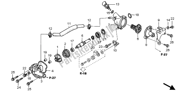 Tutte le parti per il Pompa Dell'acqua del Honda SH 150S 2008