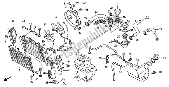 All parts for the Radiator of the Honda NTV 650 1993