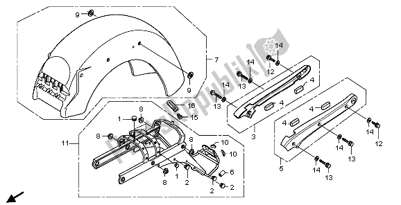 All parts for the Rear Fender & Grab Rail of the Honda VT 750C 2009