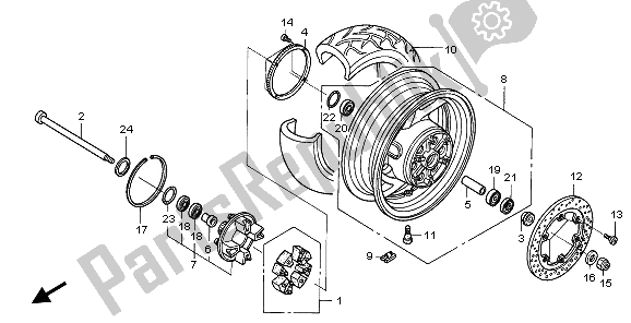 All parts for the Rear Wheel of the Honda ST 1300A 2006