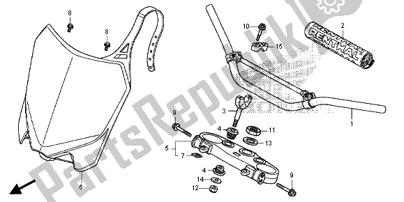 Alle onderdelen voor de Handvatpijp & Hoogste Brug van de Honda CRF 250R 2014