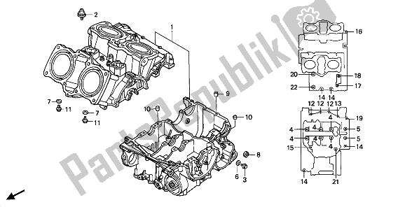 All parts for the Crankcase Set of the Honda VFR 400R3 1990