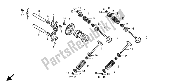All parts for the Camshaft & Valve of the Honda SH 300R 2012