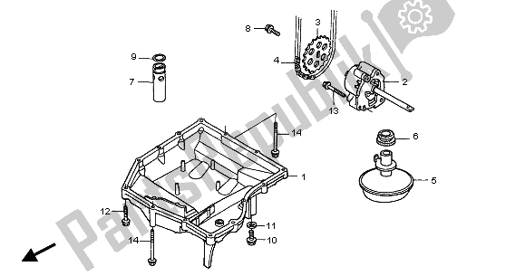 All parts for the Oil Pan & Oil Pump of the Honda CB 600F Hornet 2006