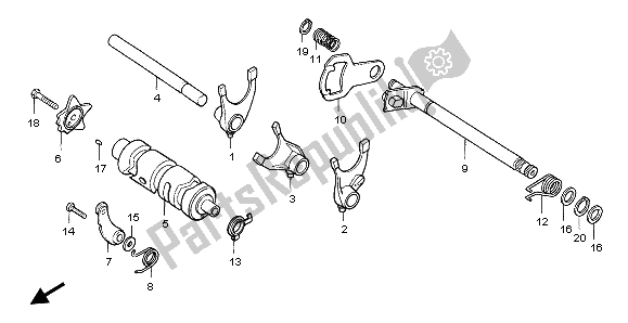 All parts for the Gearshift Drum of the Honda XR 125L 2003