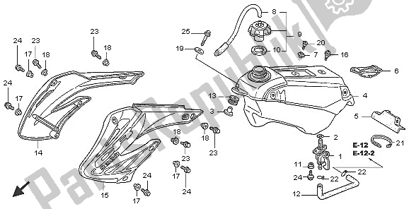 Alle onderdelen voor de Benzinetank van de Honda CR 250R 2005