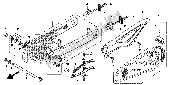 All parts for the Swing Arm of the Honda NC 700D 2012