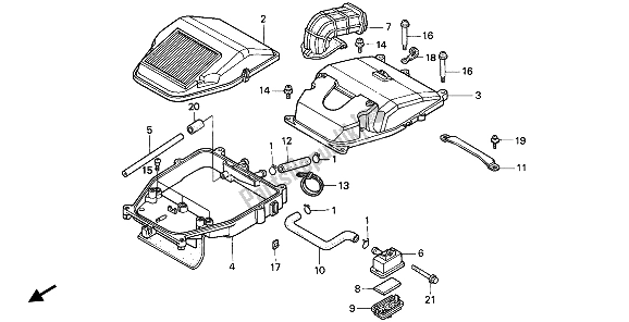 All parts for the Air Cleaner of the Honda VF 750C 1993