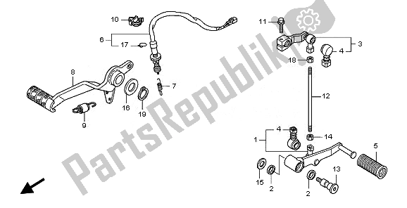 All parts for the Brake Pedal & Change Pedal of the Honda CBF 600 NA 2008