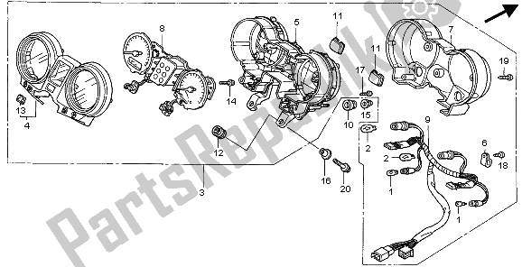 All parts for the Meter (mph) of the Honda CBF 600N 2007