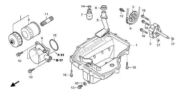 All parts for the Oil Pan & Oil Pump of the Honda CBR 600 RR 2003