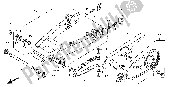 All parts for the Swingarm & Chain Case of the Honda CB 1300 2007