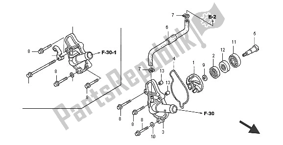 All parts for the Water Pump of the Honda TRX 450R Sportrax 2005