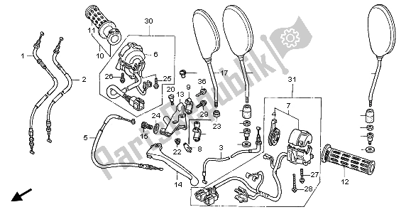 Tutte le parti per il Interruttore E Cavo del Honda CB 500 1997