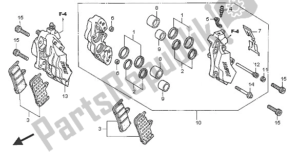 Todas las partes para Pinza De Freno Delantero de Honda VTR 1000F 2005