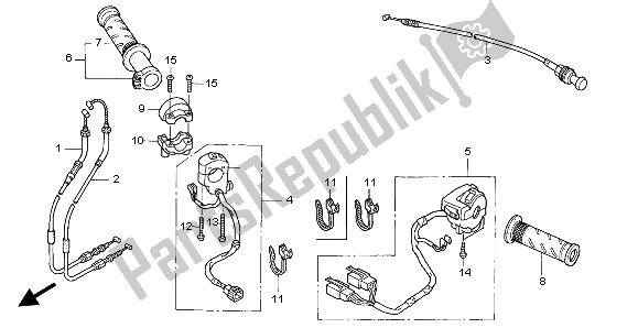 All parts for the Switch & Cable of the Honda VTR 1000 SP 2002