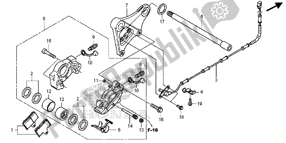 All parts for the Rear Brake Caliper of the Honda VT 750 CS 2013