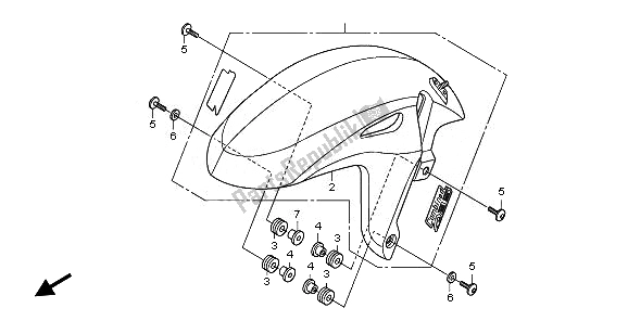 All parts for the Front Fender of the Honda CB 600F Hornet 2008