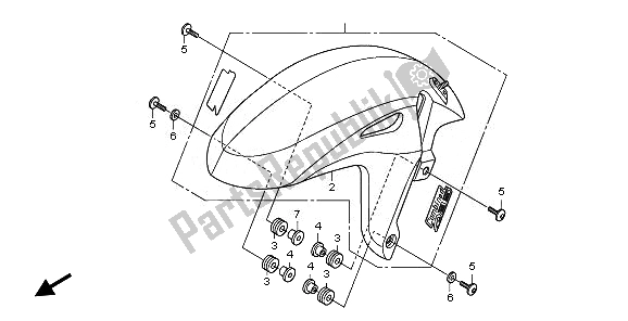 All parts for the Front Fender of the Honda CB 600F Hornet 2008