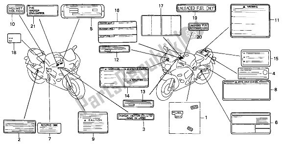 Tutte le parti per il Etichetta Di Avvertenza del Honda CBR 900 RR 1992