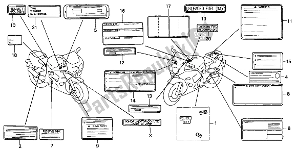 All parts for the Caution Label of the Honda CBR 900 RR 1992