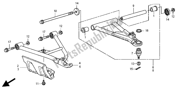 All parts for the Front Arm of the Honda TRX 500 FE Foretrax Foreman ES 2012