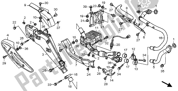 All parts for the Exhaust Muffler of the Honda XL 700V Transalp 2008