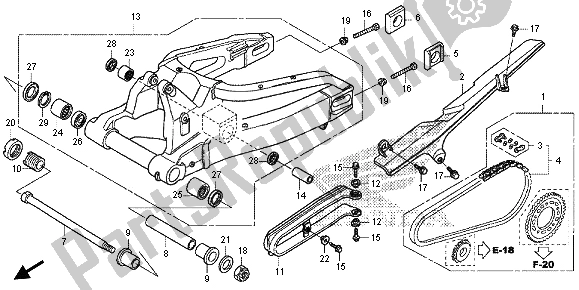 All parts for the Swingarm of the Honda CBR 600 RA 2013